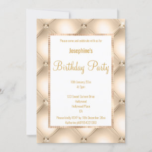 INVITATION BELLE CHAMPAGNE QUILTED & GOLD PERSONNALISÉE ANNIV