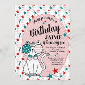 Invitation Belle Chat Patriotique Anniversaire Étoiles Fête D (Devant / Derrière)