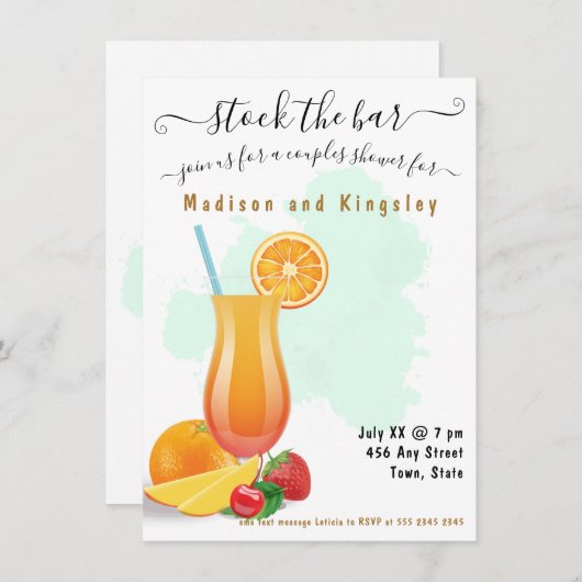 Invitation Belle Chaux Vert Élégant Boho Douche (Devant / Derrière)