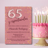 Invitation Belle Chic Rose Or 65e Anniversaire espagnol