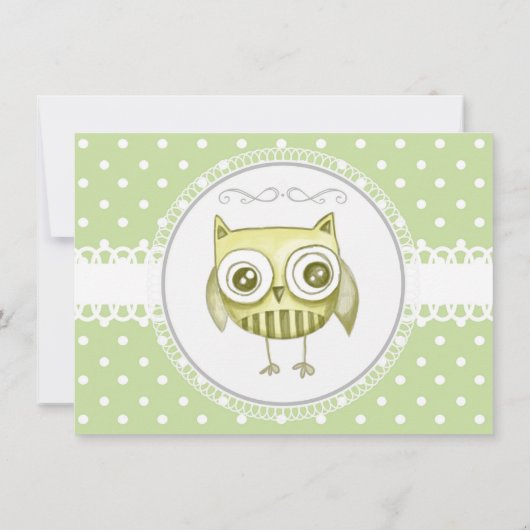 Invitation Belle Chouette avec Pastel Pois Custom Turquoise (Dos)
