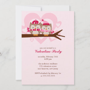 Invitation Belle Chouette Couple Valentines Fête de la Journé