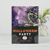 Invitation Belle Chouette noire sorcières Casquette Halloween (Debout devant)