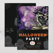 Invitation Belle Chouette noire sorcières Casquette Halloween (Devant / Derrière)