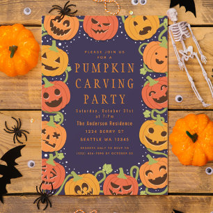 Invitation Belle Citrouille Carving Halloween Party Invitatio