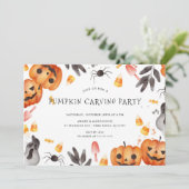 Invitation Belle Citrouille Carving Halloween Party Invitatio (Debout devant)