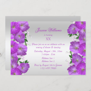 Invitation Belle classe Petunias Floral Anniversaire