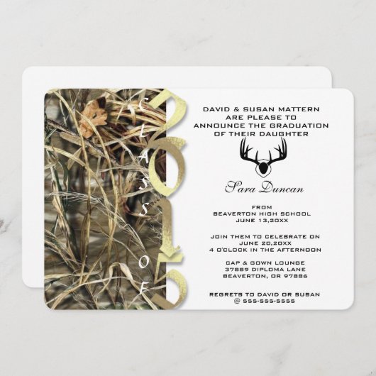 Invitation Belle Classique Élégante 2015 Graduation Invitatio (Devant / Derrière)