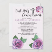 Invitation Belle communion sacrée des Roses pourpres (Devant)