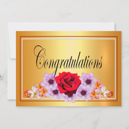 Invitation Belle conception florale or félicitations (Devant)