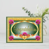 Invitation Belle conception florale verte félicitations (Debout devant)