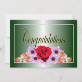 Invitation Belle conception florale verte félicitations (Devant)