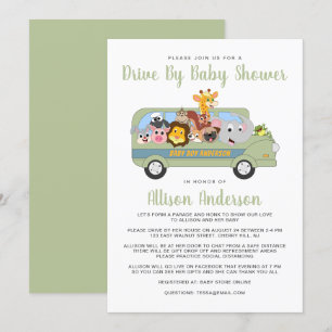 Invitation Belle Conduite Par Baby shower Animal Safari Bus V