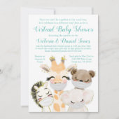 Invitation Belle Conduite Par Baby shower Bébé Animaux Masque (Devant)