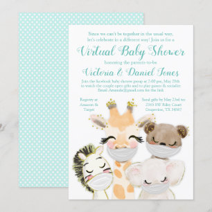 Invitation Belle Conduite Par Baby shower Bébé Animaux Masque