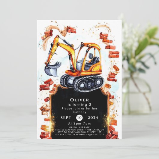 Invitation Belle construction simple Anniversaire (Debout devant)