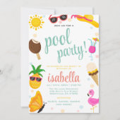 Invitation Belle Cool Piscine Tropicale Fête d'été Anniversai (Devant)