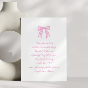 Invitation Belle Coquette Bow Pink Stripe Fête des mariées