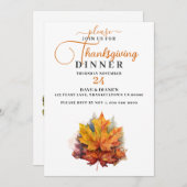 Invitation Belle couleur automne Maple Leaf Thanksgiving (Devant / Derrière)