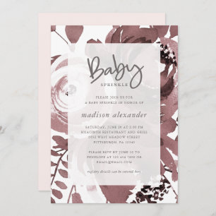 Invitation Belle couleur Rose floral Blush Baby Sprinkle