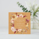 Invitation Belle couronne fleurie d'automne Thanksgiving (Debout devant)