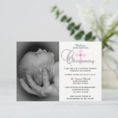 Invitation Belle croix rose blanche (Debout devant)