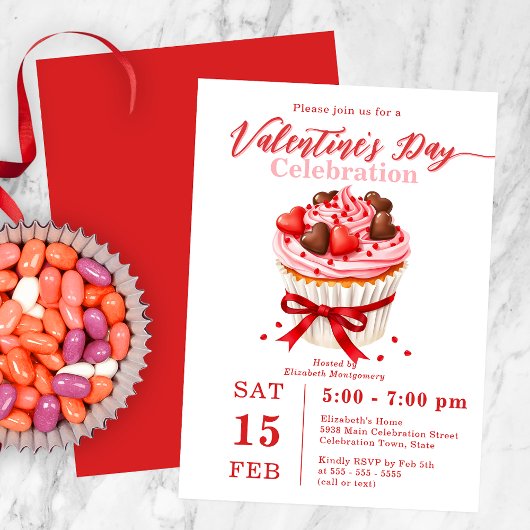 Invitation Belle Cupcake Saint Valentin