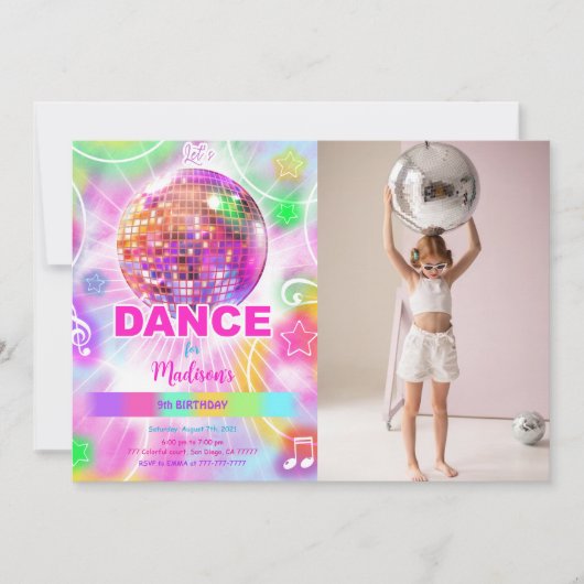 Invitation Belle Danse Editable Photo Anniversaire (Devant)