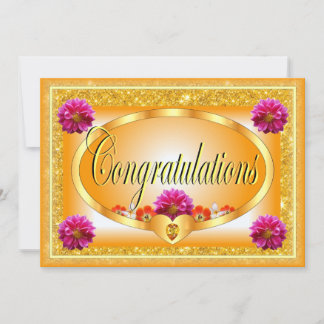 Invitation Belle décoration florale orange félicitations