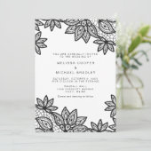Invitation Belle dentelle noire Vintage Mariage (Debout devant)