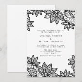 Invitation Belle dentelle noire Vintage Mariage (Devant / Derrière)