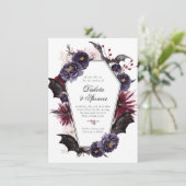 Invitation Belle déplaisante | Floral gothique avec Bats Coff (Debout devant)