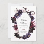 Invitation Belle déplaisante | Floral gothique avec Bats Coff (Devant)