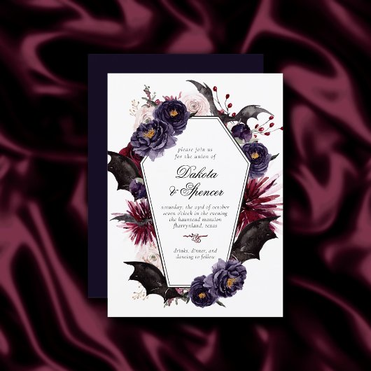 Invitation Belle déplaisante | Floral gothique avec Bats Coff