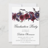 Invitation Belle déplaisante | Gothique Floral Bats Graduatio (Devant)