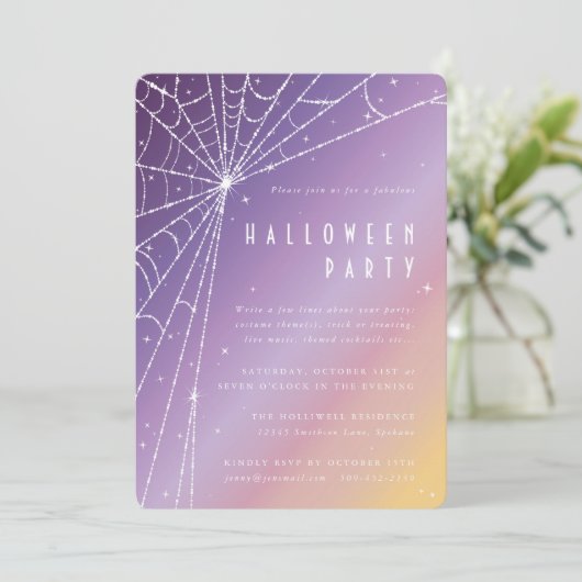Invitation Belle Diamond Spider Web Halloween Party (Debout devant)