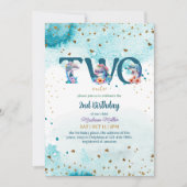 Invitation Belle Dolphin mignonne Baby Girl 2e anniversaire (Devant)