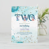 Invitation Belle Dolphin mignonne Baby Girl 2e anniversaire (Debout devant)