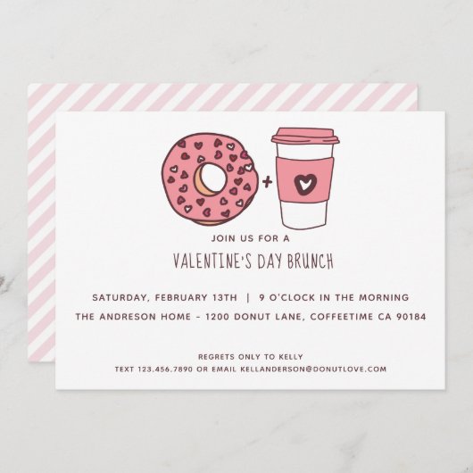 Invitation Belle Donut & Café Saint Valentin Brunch (Devant / Derrière)