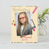 Invitation Belle double photo Diplôme du collège (Debout devant)