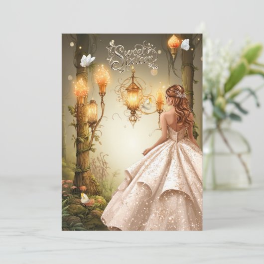 Invitation Belle Douce 16 Beurre-mouches brillants (Debout devant)