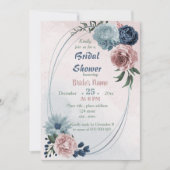 Invitation belle douche nuptiale à fleurs rose (Devant)