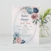 Invitation belle douche nuptiale à fleurs rose (Debout devant)