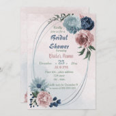 Invitation belle douche nuptiale à fleurs rose (Devant / Derrière)