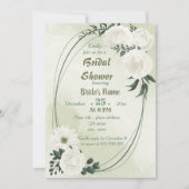 Invitation belle douche nuptiale blanche fleurie géométrique (Devant)