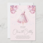 Invitation Belle Dusty rose Ballerina Anniversaire (Devant)