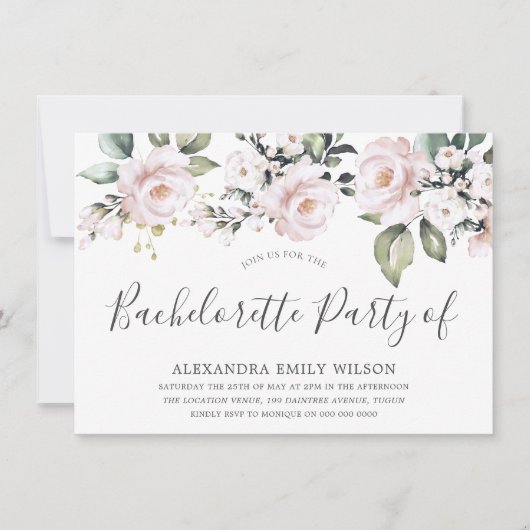 Invitation Belle Dusty Rose Blush Bachelorette Party (Devant)