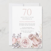 Invitation Belle Dusty Rose & Blush fête d'anniversaire 70e (Devant)