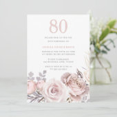 Invitation Belle Dusty Rose et Blush fête d'anniversaire 80e (Debout devant)