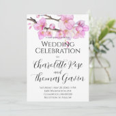 Invitation Belle eau rose mariage de fleurs de cerisier (Debout devant)